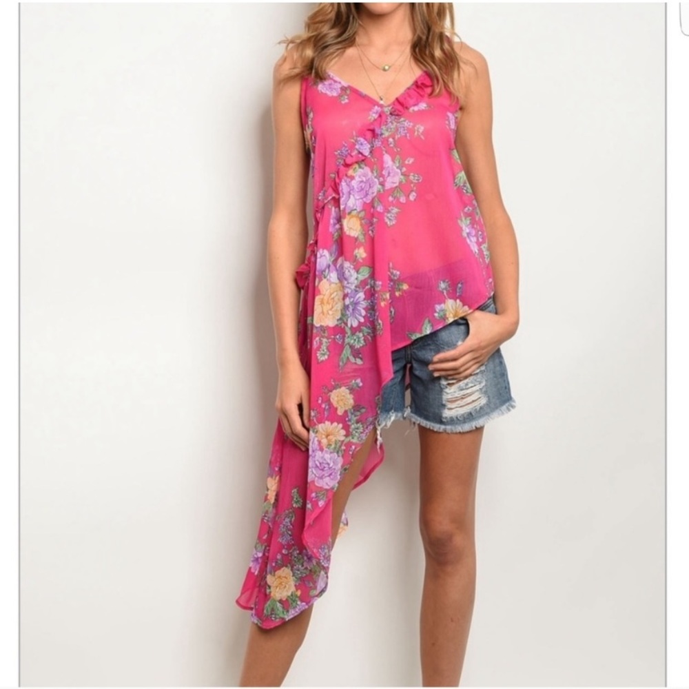 EUC Favlux Fashion Floral Chiffon Blouse Size Small